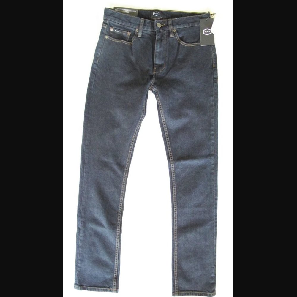 RVCA Hexed Slim Fit Denim Jeans Dark Indigo 30 x 32, NWT